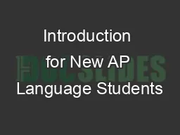 Introduction for New AP Language Students