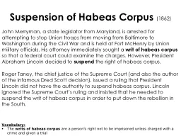Suspension of Habeas Corpus