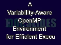 A Variability-Aware OpenMP Environment for Efficient Execu
