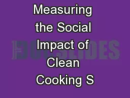 Defining and Measuring the Social Impact of Clean Cooking S