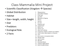 Class Mammalia Mini Project