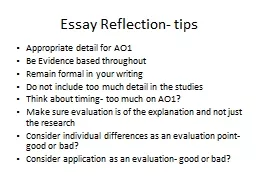 Essay Reflection- tips