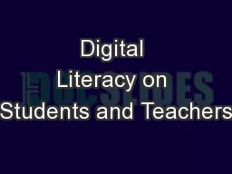 Digital Literacy on Students and Teachers