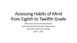 Assessing Habits of Mind from Eighth to Twelfth Grade
