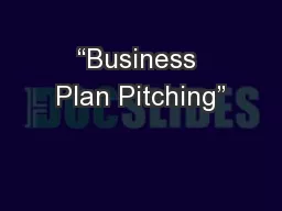 “Business Plan Pitching”