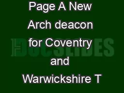 Page A New Arch deacon for Coventry and Warwickshire T