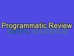 Programmatic Review