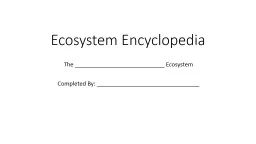 Ecosystem Encyclopedia