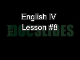 English IV Lesson #8