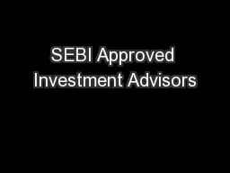 SEBI Approved Investment Advisors