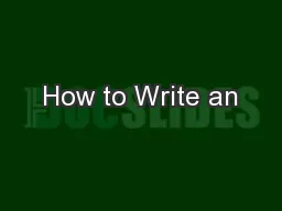 How to Write an