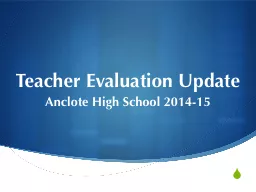 Teacher Evaluation Update
