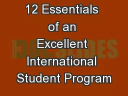 12 Essentials of an Excellent International Student Program