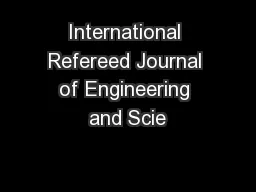 International Refereed Journal of Engineering and Scie