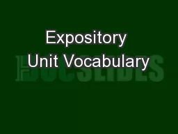 Expository Unit Vocabulary