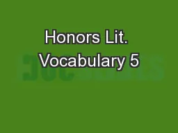 Honors Lit. Vocabulary 5