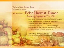 Join us for a wonderful harvest celebration banquet!