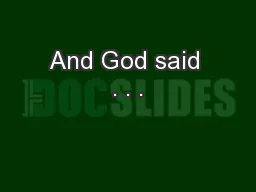 And God said . . .