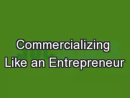 Commercializing Like an Entrepreneur