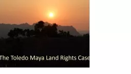 The Toledo Maya Land Rights Case