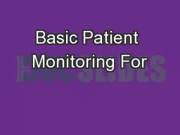 Basic Patient Monitoring For