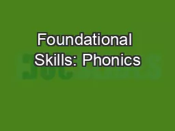 Foundational Skills: Phonics