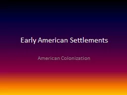 Early American Settlements