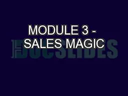 MODULE 3 - SALES MAGIC
