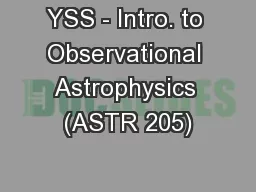 YSS - Intro. to Observational Astrophysics (ASTR 205)