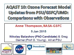 AQAST 10: Ozone Forecast Model