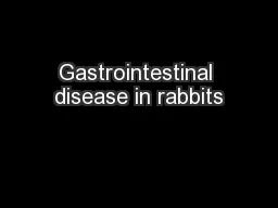 Gastrointestinal disease in rabbits