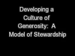 Developing a Culture of Generosity:  A Model of Stewardship