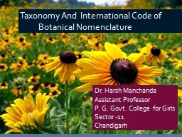 Taxonomy And  International Code of 	Botanical Nomenclature