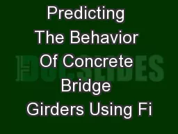Predicting The Behavior Of Concrete Bridge Girders Using Fi