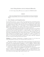 Oracle Turing Machines and the Arithmetical Hierarchy
