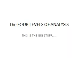 The FOUR LEVELS OF ANALYSIS