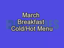 March Breakfast Cold/Hot Menu