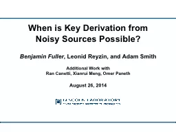 When is Key Derivation from Noisy Sources Possible?
