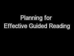 Planning for Effective Guided Reading