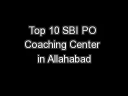 Top 10 SBI PO Coaching Center in Allahabad