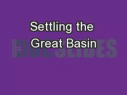 Settling the Great Basin