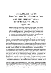 The armless hand the call for anti hunger law and the international food security treaty
