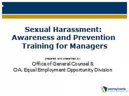 Sexual Harassment:  Awareness and Prevention
