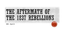 The Aftermath of the 1837 Rebellions