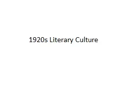 1920s Literary Culture