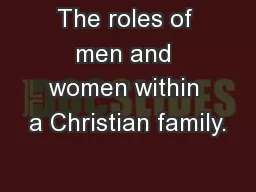 The roles of men and women within a Christian family.