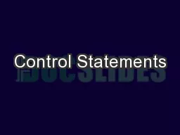 Control Statements