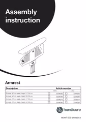 Assembly instruction Armrest Description Article numbe