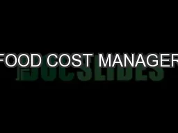 FOOD COST MANAGER
