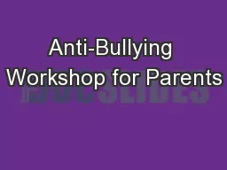 Anti-Bullying Workshop for Parents